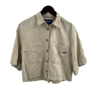GAS Jeans Linen‎ Blend Nausyca Button Front Shirt Size Small New